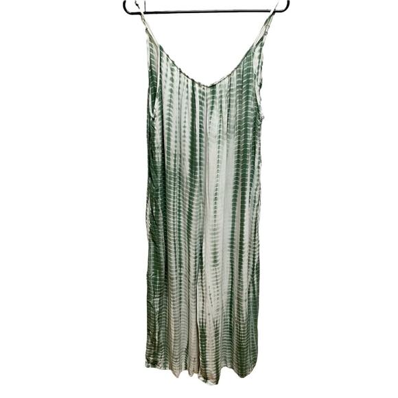 Cherish Green & Off White Tie Dye Pattern Spaghetti Strap Jumpsuit Small - Picture 1 of 7